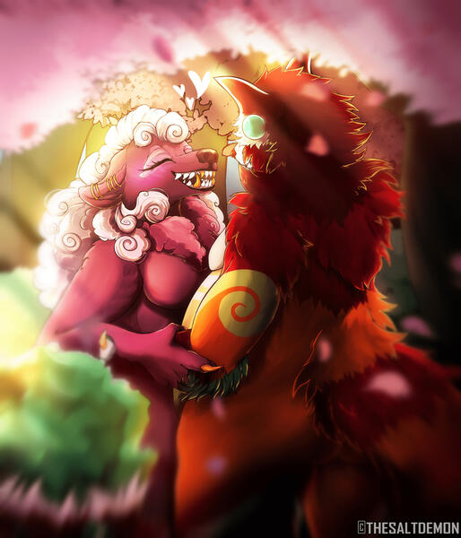 Lined scene, halfbodies, 2 characters